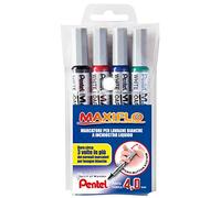 Pentel MWL5S Maxiflo Marqueur pour tableau blanc pointe 4.0 mm 4 pièces noir/rouge/bleu/vert