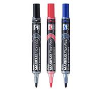 Pentel MWL5SBF Maxiflo Flex-Feel Lot de 3 marqueurs pour tableau blanc à pointe flexible (noir, rouge, bleu)