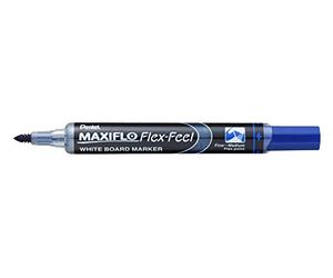 Pentel MWL5SBF Maxiflo Flex-Feel Marqueur pour Tableaux Blancs Réencrable à Pointe Flexible Bleu - Lot de 12