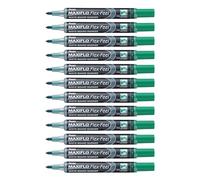 Pentel MWL5SBF Maxiflo Flex-Feel Marqueur pour Tableaux Blancs Réencrable à Pointe Flexible Vert - Lot de 12