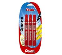 Pentel N50 Lot de 3 Marqueurs Permanent Pointe Conique Rouge