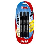 Pentel N50 Lot de 3 Marqueurs Permanents Pointe Conique Noir