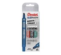 Marqueur permanent Pentel N60 couleurs assorties pointe biseautée 3,9 à 5,5 mm - Pochette de 4