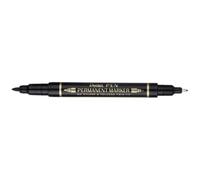 Pentel Pen N75W-AE, Marqueur permanent bi-pointe fine et extra-fine, Noir, Lot de 12