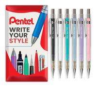 Pentel P200 Lot de 6 mines pour porte-mines et gommes | 0,5 mm rechargeable précise dessin technique croquis dessin écriture