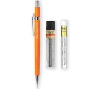 Pentel P205-97C Porte-mine automatique - Gamme Pastel Floral - Simple + 12 mines de recharge Hi-Polymer HB 0,5 mm + Tube de 4 recharges de gomme Z2-1N (orange fluo)