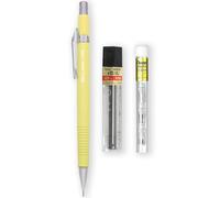 Pentel P205-97C Porte-mine automatique - Gamme Pastel Floral - Simple + 12 mines HB Hi-Polymer 0,5 mm + Tube de 4 recharges pour gomme Z2-1N (jaune pastel)