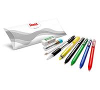 Pentel Pack Rentrée scolaire 10 pièces : 4x stylos bille rétractables noir/rouge/bleu/vert, 2x recharges bleu, 1x surligneur rétractable jaune, 1x porte-mines, 1x étui de 12 mines HB, 1x mini gomme