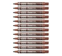 Pentel Pen N50 Lot de 12 Marqueurs permanents pointe conique moyenne, Marron
