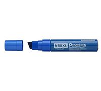 Pentel Pen N50XL Lot de 6 Marqueurs permanents pointe biseautée EXTRA-LARGE, Bleu