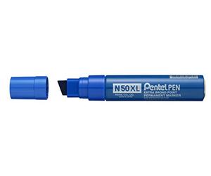 Pentel Pen N50XL Lot de 6 Marqueurs permanents pointe biseautée EXTRA-LARGE, Bleu