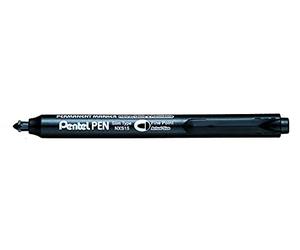 Pentel Pen NXS15-AO Marqueurs permanents rétractables, Pointe conique moyenne, Noir, Lot de 12
