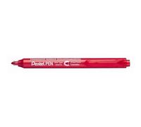 Pentel Pen NXS15-BO Marqueurs permanents rétractables, Pointe conique moyenne, Rouge, Lot de 12
