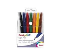 Pentel Pochette De 7 Stylos Feutre Pointe Nylon 7 Couleurs D'encre Sign Pen S520