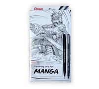 Pentel Pochette Manga Essentials, 3 Feutres fins + 2 Feutres pinceau
