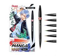 Pentel Pochette Manga Heroes, 6 Feutres pinceau + 1 gobelet pliable