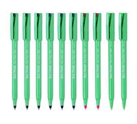Pentel R50 Stylos à bille à pointe fine à encre liquide - Pointe de 0,8 mm, largeur de ligne de 0,4 mm - 77 % recyclé - Noir, bleu, rouge et vert (10)