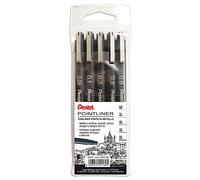 Pentel S20P Pointliner, fineliner noir poche 5 pcs (pointe 0,05-0,1-0,3-0,5-0,8 mm)