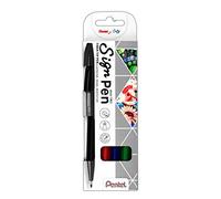 Pentel Stylo feutre Sign Pen S520 — pointe 8 mm — étui de 4 (noir/rouge/bleu/vert)
