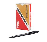 Pentel - S520 - Sign Pen - Lot de 12 feutres pointe moyenne acrylique - Encre noire
