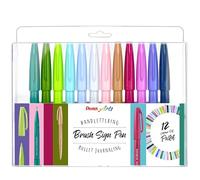 Pentel SES15C-12 - Bolígrafo de punta de fibra tipo pincel, color varios colores 12