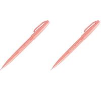 Pentel SES15C-F2X Brush Sign Pen Corail Orange Feutre, Pointe semblable à un pinceau (Lot de 2)