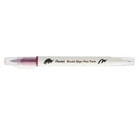 Pentel SESW30C-T128E Brush Sign Pen Twin Feutre à deux pointes flexibles Encre à base d'eau Rouge foncé