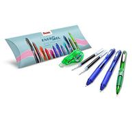 Pentel Set d'école/bureau/Smart Working (2 rollers Energel X BL107 bleu, 2 recharges LR7 bleues, 1 porte-mine 0,7 mm, 1 ruban blanc)