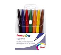 Stylo feutre Pentel Sign Pen couleurs assorties 1 mm - Pochette de 7