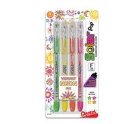 Pentel Solar Pop Neon Gel Pens .6mm 4/Pkg-Orange, Yellow, Green, Pink