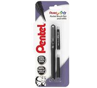 Pentel Stylo pinceau Encre noire 2 recharges