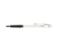 Pentel Stylo Plume Pentel Tradio Vernis Pointe Moyenne Blanc Encre Bleue