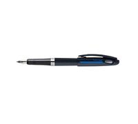 Pentel Stylo Plume Tradio, Corps Sport Chic Noir/Bande Bleue, Encre Bleue