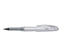 Pentel Tradio TRJ 74 Stylo feutre à plume rechargeable Encre liquide Noire Corps décor gris aluminium
