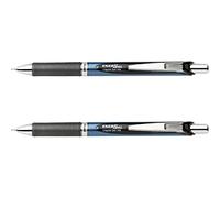 Pentel Stylo rétractable EnerGel Deluxe RTX - A gel liquide Lot de 2 0.7mm Needle Noir