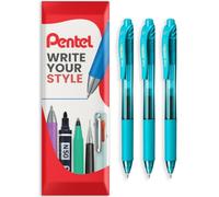 Pentel Stylo roller à encre gel rétractable EnerGel X BL107, lot de 3, turquoise