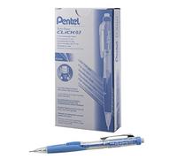 Pentel Twist-Erase Click Lot de 12 porte-mines (0,7 mm), corps transparent, grip bleu ciel (PD277TS)