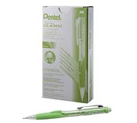 Pentel Twist-Erase Click Lot de 12 porte-mines (0,7 mm), corps transparent, poignée vert citron (PD277TK)