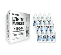 Pentel X100W-BLC Marqueur peinture Pointe en fibre Ogive large Blanc Lot de 12