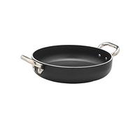 Pentole Agnelli alblack Casserole en Aluminium, épaisseur 5 mm, Fond Induction de 10 mm, avec 2 anses en Acier Inoxydable, Noir, 24 cm