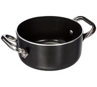 Pentole Agnelli - Alblack - Casserole Haute en Aluminium, épaisseur 3 mm, avec 2 poignées en Acier Inoxydable 16 cm Noir