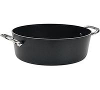 Pentole Agnelli - Alblack - Casserole Haute en Aluminium, épaisseur 3 mm, avec 2 poignées en Acier Inoxydable 32 cm Noir