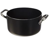 Pentole Agnelli - Alblack - Casserole Haute en Aluminium, épaisseur 3 mm, avec 2 poignées en Acier Inoxydable 24 cm Noir