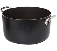 Pentole Agnelli alblack Casserole Haute en Aluminium, épaisseur 3 mm, avec 2 poignées en Acier Inoxydable, Noir 36 cm Argent