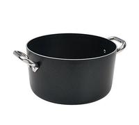 Pentole Agnelli Alblack Casserole Haute En Aluminium, Épaisseur 3mm, Avec 2poignées En Acier Inoxydable 20cm Noir