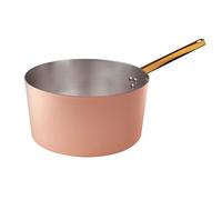 Pentole Agnelli ALCU10524 Casserole haute avec poignée, cuivre lisse, étamé à la main, 24 cm