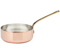 Pentole Agnelli ALCU107F24 Casserole basse en cuivre étamé, manchon en cuivre lisse en laiton coulé à la française, 24 cm