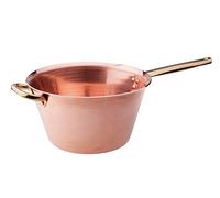 Pentole Agnelli ALCU16520 Chaudron en cuivre lisse pour polenta sans étamage avec poignée tubulaire et poignée en laiton, 20 cm