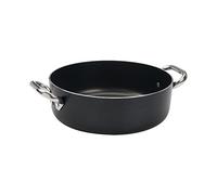 Pentole Agnelli ALSA106SS24 Alblack Casserole basse avec poignées, aluminium, noir, 24 cm