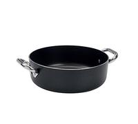 Pentole Agnelli ALSA106SS28 Alblack Casserole basse avec poignées, aluminium, noir, 28 cm